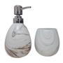 Imagem de Kit Porta sabonete e escova 400ml p/ banheiro cerâmica