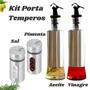 Imagem de Kit Porta Temperos 2 Galheteiros com Bico Dosador E 2 Porta Condimentos Saleiro e Pimenteiro