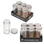 Imagem de Kit Porta Temperos com 6 Potes Vidro Tampa Inox 80 ML