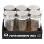 Imagem de Kit Porta Temperos com 6 Potes Vidro Tampa Inox 80 ML
