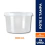Imagem de Kit pote e tampa 1000 ml. redondo  c/ 300 un.