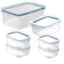 Imagem de Kit pote hermético 2 x 360ml, 2 x 550ml, 1 x 910ml e 1 x 2,6 litros azul Plasutil