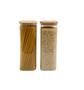 Imagem de Kit Pote Hermético de Vidro Quadrado Tampa de Bambu 2 Peças - Oikos