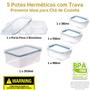 Imagem de Kit pote hermético porta frios, 1x360ml, 1x550ml, 1x910ml e 1x2,6L Trava Mais azul Plasutil