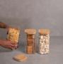 Imagem de Kit Pote Hermético Vidro Quadrado Tampa de Bambu 3 peças - Oikos