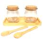 Imagem de Kit Pote Potinhos de Vidro Temperos Açúcar Sal com Colher e Base de Bambu