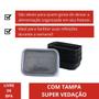 Imagem de Kit Pote Preto C/ 48un 1000ml 1l Descartável Marmita Freezer Retangular C/ Tampa