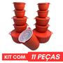 Imagem de kit potes 10 Bowl Mais Jarra Cozinha Saladeira Pote Marmitas Cor Vermelho