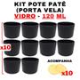 Imagem de Kit Potes De Vidro Jateado Patê Preto Com Tampa 120Ml