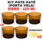 Imagem de Kit Potes de Vidro Patê Ambar C/Tampa 120ml - Patê - Whisky - Velas - Gourmet - Decoração- Degustação