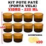 Imagem de Kit Potes de Vidro Patê Ambar Translúcido C/Tampa 220ml - Patê - Whisky - Velas - Gourmet - Decoração- Degustação