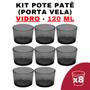 Imagem de Kit Potes de Vidro Patê Preto Translúcido 120ml (8 Unidades)