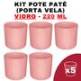 Imagem de Kit Potes de Vidro Patê Rosa Jateado S/Tampa 220ml - Patê - Whisky - Velas - Gourmet - Decoração- Degustação