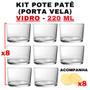 Imagem de Kit Potes de Vidro Patê Transparente C/Tampa 220ml - Patê - Whisky - Velas - Gourmet - Decoração- Degustação