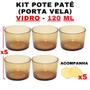 Imagem de Kit Potes De Vidro Translúcido Dourado Patê C/Tampa 120Ml