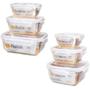 Imagem de Kit Potes Fliplock Quadrado E Retangular 400Ml 800Ml 1,4L
