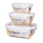 Imagem de Kit Potes Fliplock Quadrado E Retangular 400Ml 800Ml 1,4L