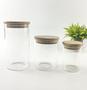 Imagem de Kit Potes Herméticos Com Tampa de Bambu 3 Pçs 250ml/520ml/770ml
