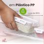 Imagem de Kit Potes Para Organizar Geladeira Com Escorredor Empilhável Conjunto 6 Un. Marmita Fitness C/ Trava