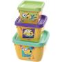 Imagem de Kit Potes Plásticos Conect Quadrados Minions  Conjunto com 3 Potes (140ML, 270ML, 470ML)