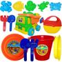 Imagem de KIT Praia Brinquedos Infantil Piscina 14pcs Balde Baldinho Caminhão Regador Acessórios Areia