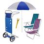 Kit Praia Carrinho De Praia + 2 Cadeira Reclinável + Guarda Sol + Saca Areia - Mor Imagem de Kit Praia Carrinho De Praia + 2 Cadeira Reclinável + Guarda Sol + Saca Areia - Mor