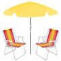 Imagem de Kit Praia Guarda Sol Amarelo 1,60 M + 2 Cadeiras de Praia