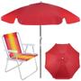 Imagem de Kit Praia Guarda Sol Vermelho 1,60 M e Cadeira de Praia Aluminio