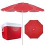 Imagem de Kit Praia / Pesca Cooler Vermelho 75 L Divisoria e Alca + Guarda Sol Bagum 1,60 M