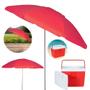 Imagem de Kit Praia Vermelho Guarda Sol Bagum Articulado 2 M + Caixa Termica Cooler 19 L Bel