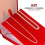 Imagem de Kit Prata 925 Masculina Grumet 70Cm + Pulseira Italiana 925