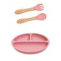 Imagem de Kit prato talheres silicone rosa