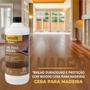 Imagem de Kit Premium Para Madeira Limpeza Proteção E Renovação - cera, limpa madeira e renovador 1L