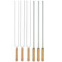 Imagem de Kit Preparo Churrasco 6pcs Churrasqueira Espetos 55cm Simples e Duplo Cabo Madeira Mor