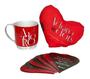 Imagem de Kit Presente romântico Namorados Caneca Mini Almofada e card em formato de coração te adoro -