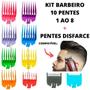 Imagem de Kit Profissional 10 Pentes Com 2 Pentes Disfarce Barbearia