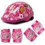 Imagem de Kit Proteção Infantil Princesas Capacete (52-56cm) com Joelheira e Cotoveleira Rosa