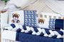 Imagem de Kit Protetor Berço Trança Americano Urso Rei Original Azul Marinho Menino 12 peças com Saia de Berço