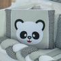Imagem de Kit Protetor Trança Mini Berço Urso Panda Com Cortina E Saia