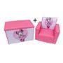 Imagem de Kit Puff Bau Porta brinquedos+ sofá infantil criança Minie Rosa