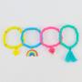 Imagem de Kit Pulseira Infantil Colorida Pingente Unicórnio Pompom