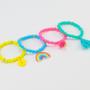 Imagem de Kit Pulseira Infantil Colorida Pingente Unicórnio Pompom
