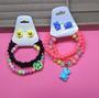 Imagem de Kit Pulseira Infantil e Brincos miçangas Coloridas para Crianças Meninas/ Conjunto Mix 3 Pulseiras Acessórios Moda