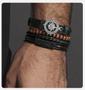 Imagem de Kit Pulseiras Masculinas Couro + Colar Flecha