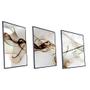 Imagem de Kit Quadro Abstrato Marrom Canvas Com Vidro