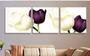 Imagem de kit quadro decorativo 3 peças tulipas brancas e roxas floral novo decoração