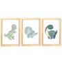 Imagem de Kit Quadro Decorativo Infantil Dinossauro Aquarela Azul