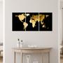 Imagem de Kit Quadro Decorativo Mapa Mundi Dourado