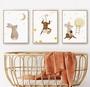 Imagem de Kit Quadros Decoração 5 pçs Boho Coelho Macaco Lua"