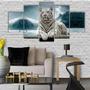 Imagem de Kit Quadros Mosaico Mdf Tigre Branco Na Neve 115X60Cm